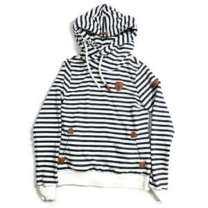 Wanakome Black and White Striped Hoodie